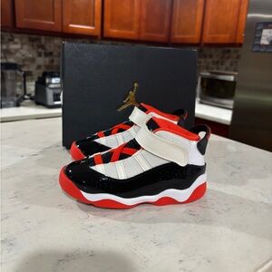 TD Size 8-10C Air Jordan 6 Rings Basketball Shoes DV1344-108 White Orange Black